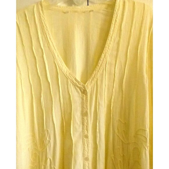 Soft Surroundings Women's Long Tunic Pintucked Soutache Cotton Boho Yellow - 3XL - Picture 2 of 10